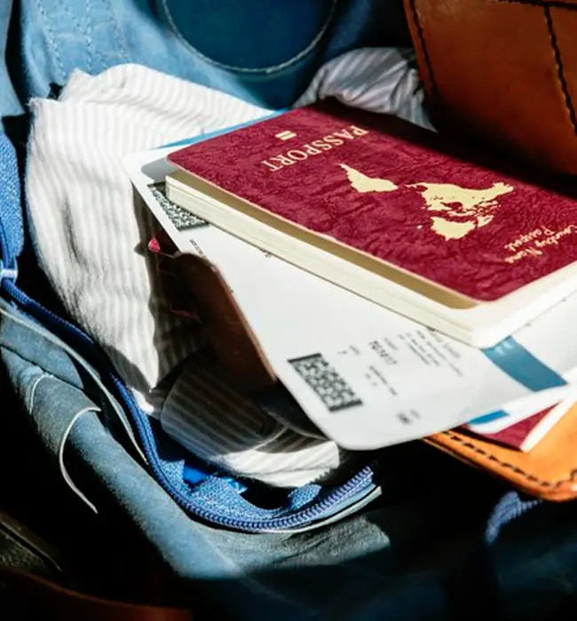 passport and flight ticket